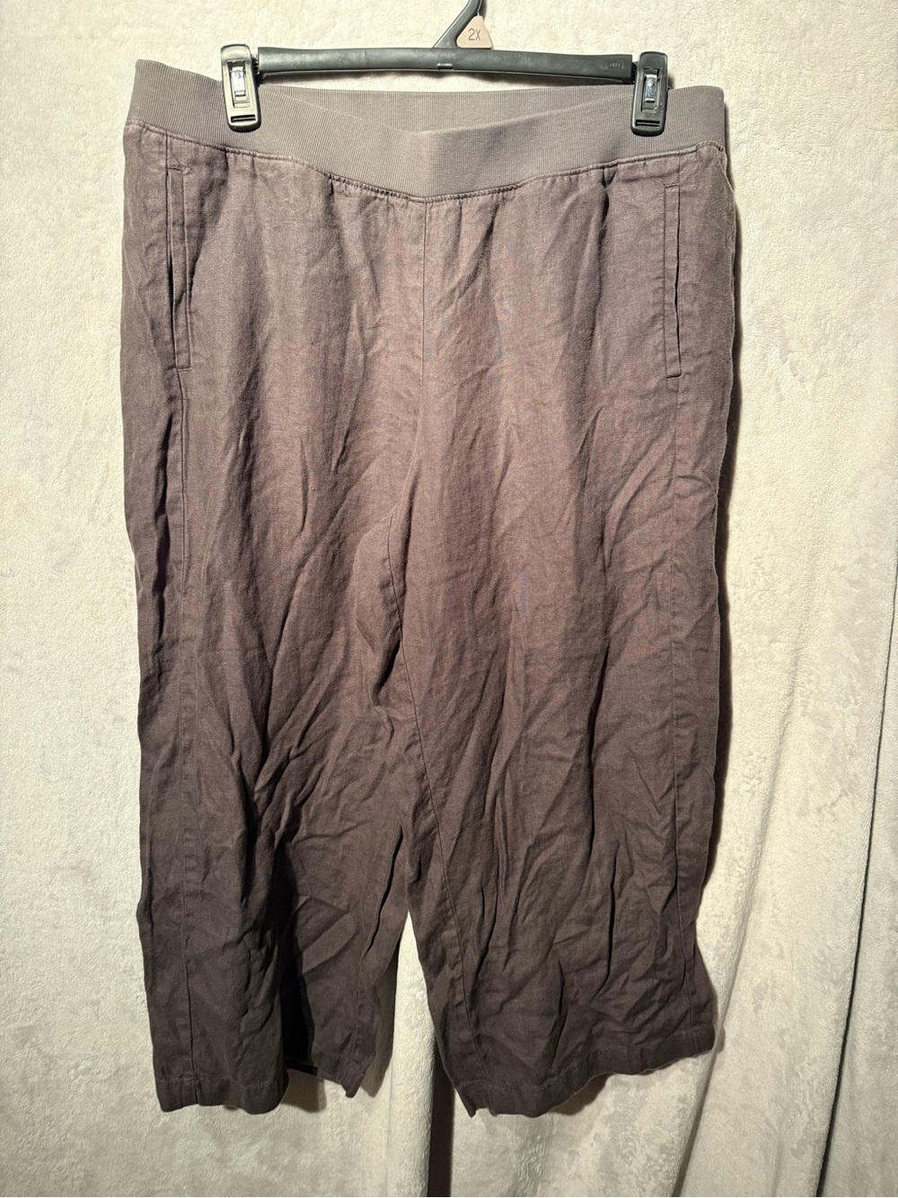 J. Jill Love Linen Pull-On Cropped Pants dark grey Size Large